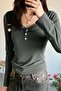 Smoked Black Striped Buttoned Street Y2K Long Sleeve Bodysuit