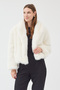 Women's Ecru Faux Fur Coat - 7