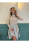 Women's Long Sleeve Turtleneck Waist Tie up Top Camisole Skirt Diver Short Dress - 6
