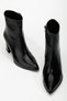 Women's Short Side Zipper Heeled Black Shoes