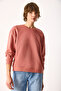 Women's Rhona Crew Neck Regular Fit 3 Thread Sweatshirt 100% Cotton - Dusty Rose - 5