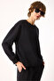 Women's Rhona Crew Neck Regular Fit 3 Thread Sweatshirt 100% Cotton - Black - 4