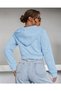 Women's Baby Blue-Black 2-Piece Hooded Zippered Crop Cardigan 2 Thread Raised Stitch - 3