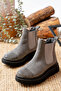 Stoned Suede Fur-Trimmed Orthopedic Sole Detailed Stylish Women's Boots & Booties