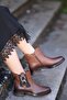 3203 Genuine Leather Low Heel Women's Boots with Rubber and Buckle Detail - 8