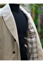 Men's Regular Fit Beige Double-Breasted Trench Coat with Belt (Removable) Mid-Length Lycra Fabric - 2