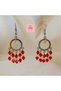 Red Crystal Beaded Dangle Hoop Earrings - Sparkling Elegant Chic Women's Earrings - Fashion Accessory Jewelry - 3