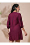 Burgundy Embroidered Yoke Workwear Mini Dress - 3