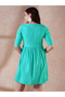 Green Self Design V Neck Mini Dress - 3
