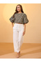 Green Floral Print Puff Sleeves Crop Top - 5