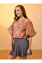 Multi Floral Print Puff Sleeves Crop Top - 2