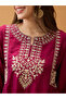 Burgundy Embroidered Yoke Anarkali Festive Kurta - 4