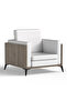 KD 3326 Truffle Davos Oak Wooden Single Seat Sofa with PU Cushion for Offices, Home - White