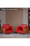 KD 3326 Natural Dijon Walnut Wooden Single Seat Sofa with PU Cushion for Offices, Home-Red - 6