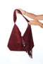 Rosalin Burgundy Genuine Leather Suede Women's Shoulder Bag - 3
