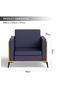 KD 3326 Coco Bolo Wooden Single Seat Sofa with PU Cushion for modern Offices, Home - Blue - 4