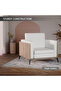 KD 3326 Truffle Davos Oak Wooden Single Seat Sofa with PU Cushion for Offices, Home - White - 5