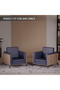 KD 3326 Truffle Davos Oak Wooden Single Seat Sofa with PU Cushion for Offices, Home - Blue - 6
