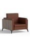 KD 3326 Truffle Davos Oak Wooden Single Seat Sofa with PU Cushion for Offices, Home - Brown