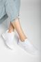 Unisex Sneakers White High Sole Lightweight Synthetic Leather - 4