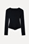 Women's Black Button Detailed V-Neck Knitwear Cardigan - 7