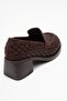 MARLON Brown Braided Women's Block Heel Loafers - 5