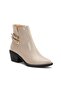 Women's Heeled Boots Mink Patent Leather Pointed Western Toe - 5