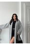 Gray Shawl Collar Oversize Knit Cardigan - 3