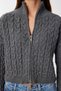 Hair Braided Zippered Knitwear Cardigan Lmt0039 Anthracite - 5