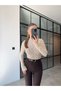Stand-Up Collar Beige Lace Blouse