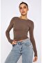 Crew Neck Basic Plain Fabric Long Sleeve Lycra Blouse