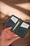 Vertical Card Holder Genuine Leather Slim Card Holder Men's Wallet Green - 2