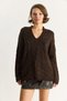Women's Brown Oval Collar Hair Knit Oversize Knitwear Sweater Tk241277 60284091 - 2