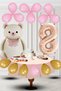 8 Year Old Retro Foil Cream Teddy Bear Pink Gold Balloon Rose Gold Number Birthday Decoration