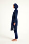 Navy Blue Full Covered Hijab Swimsuit - High Neck, with Stopper, Water Draining M2508-2 - 6