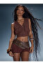 Y2k Retro Boho-Y2k Boho Chic Retro Brown Trend بلوزة علوية وشورت بالون طقم مكون من قطعتين - 4