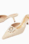 Brit 60 Orchid Ivory Lace Embroidered, Pearl Buckle Mid-Heeled Women's Mule Slippers - 4