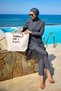 Smoked Full Covered Hijab Swimsuit - High Neck, with Stopper, Water Draining M2508-4 - 4