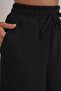 4757 Women's Elastic Wide Leg Knitted Draped Thessaloniki Trousers Black - 5