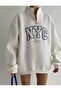 Women's Printed Half Zipper Oversize Hooded Sweatshirt Zyn-58810