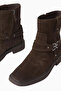 Narra Dark Brown Suede, Double Buckle Round Toe Low Heel Women's Boots - 4