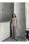 Belt Detail Blazer Jacket Wide Leg Pants Set - 5
