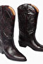 Rue Burgundy Leather Embroidery Detailed Pointed Toe Low Heel Western Women's Boots - 4