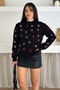 Black Color Floral Embroidered Standard Size Knitwear Sweater - 3