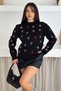 Black Color Floral Embroidered Standard Size Knitwear Sweater - 4