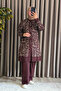 Women's Hijab Clothing Plus Size Stripe Patterned Nisa Set - 7