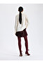 Bone Color Satin Scarf Blouse - 4