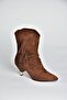 V404022202 Brown Suede Low Heel Tasseled Women's Boots - 6
