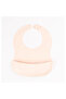 طقم طعام من السيليكون مكون من 3 قطع بلون كريمي - مريلة + ملعقة مع عضاضة + طبق مفرغ الهواء - 5