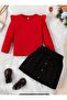 Girl's Ruffle Sleeve Black Skirt Set
